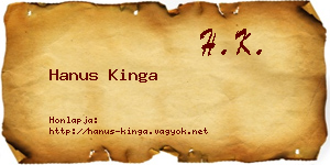 Hanus Kinga névjegykártya